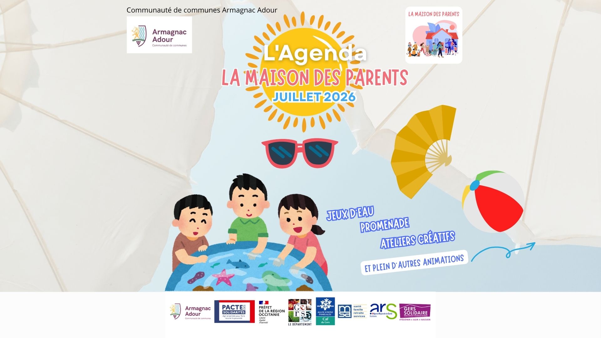 Agenda mois Maison des Parents juillet 2026 bannière