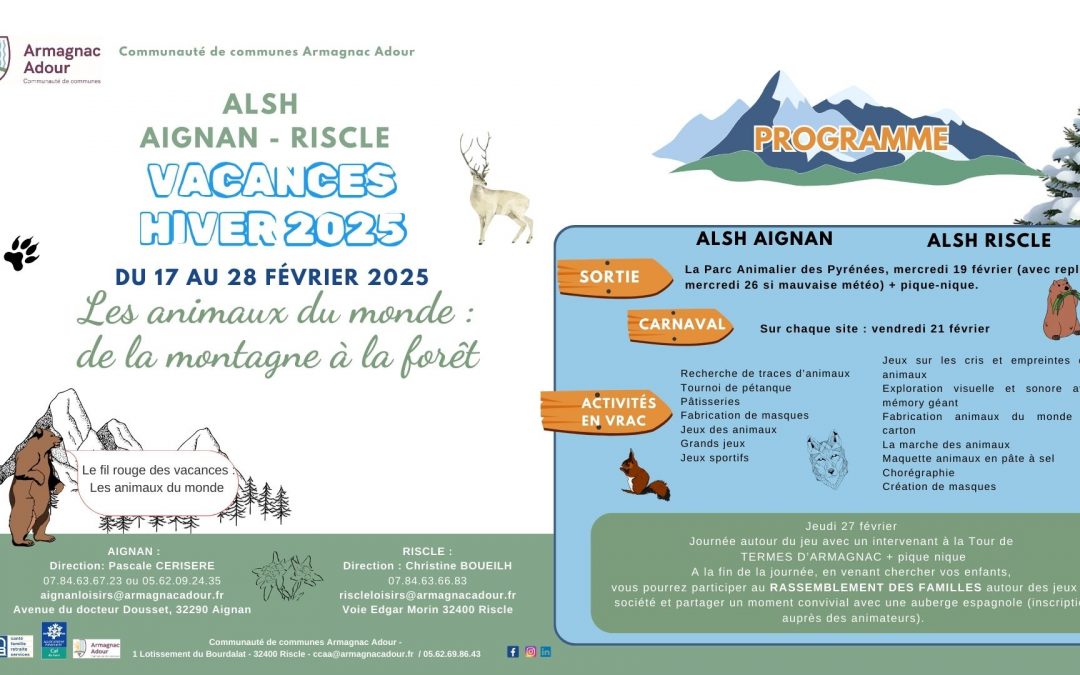 Programme des vacances d’Hiver – Accueil de Loisirs