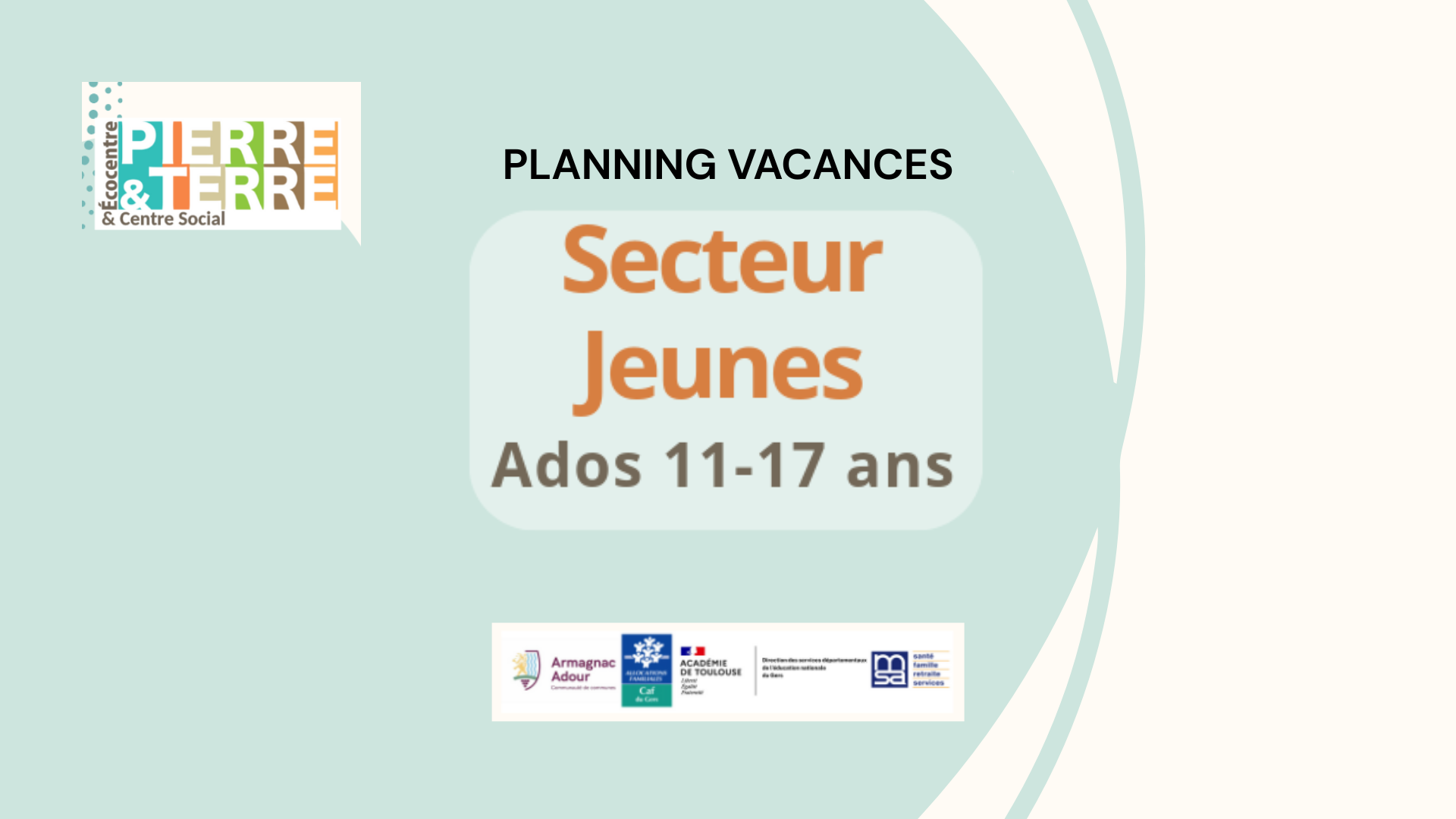 Planning vacances secteur jeunes bannière web