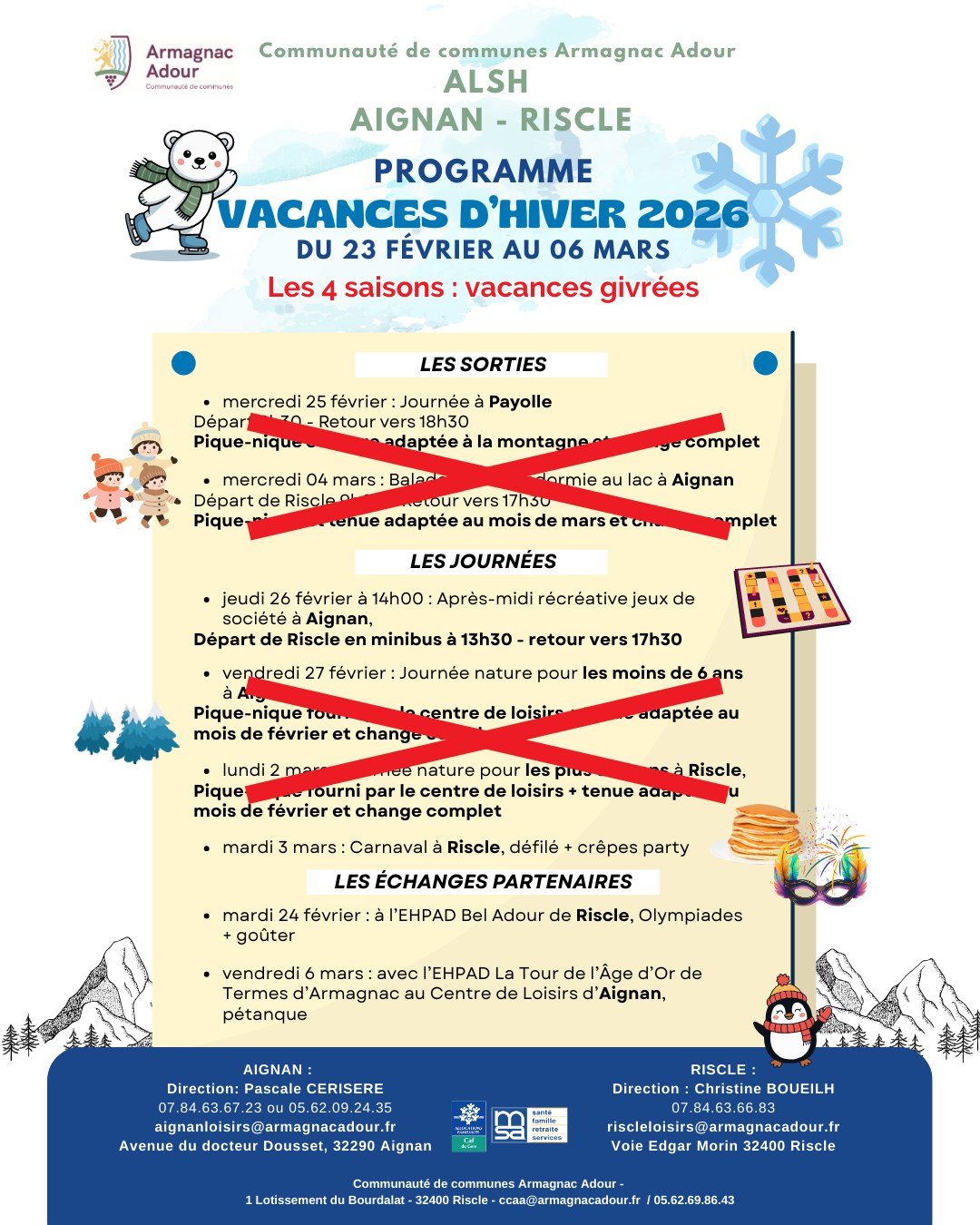 Vacances février 2026 recto